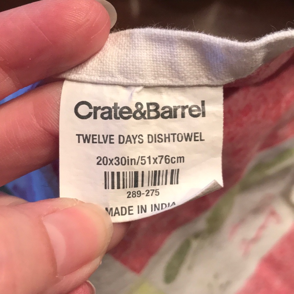 Crate & Barrel 12 Days Dish Towel - Picture 9 of 10